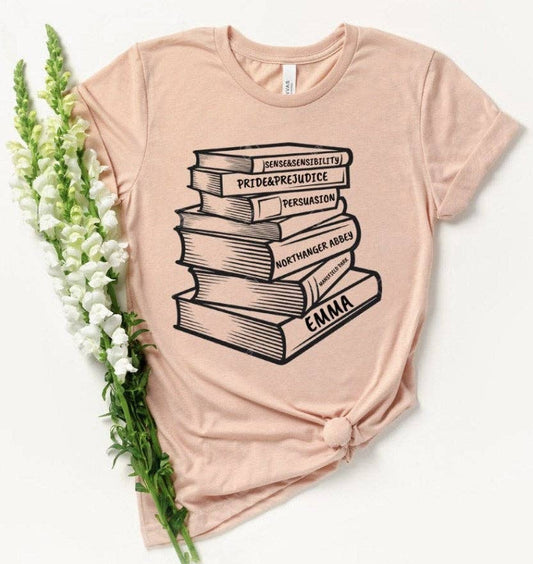 Peach Closet - Stack Of Jane Austen Books Tee