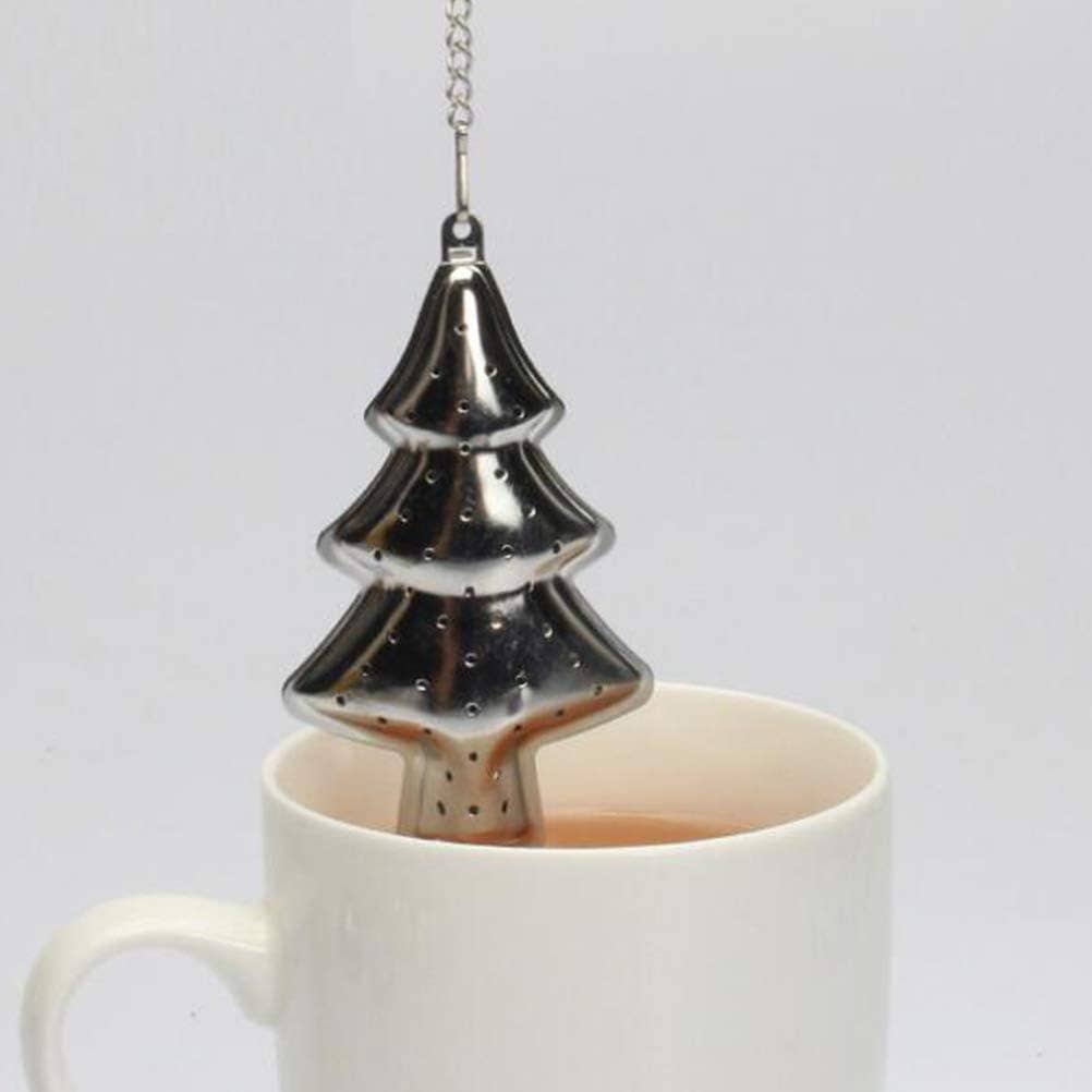Magnifique Hearts - Christmas Tree Stainless Steel Tea Infuser, Silver, Holidays
