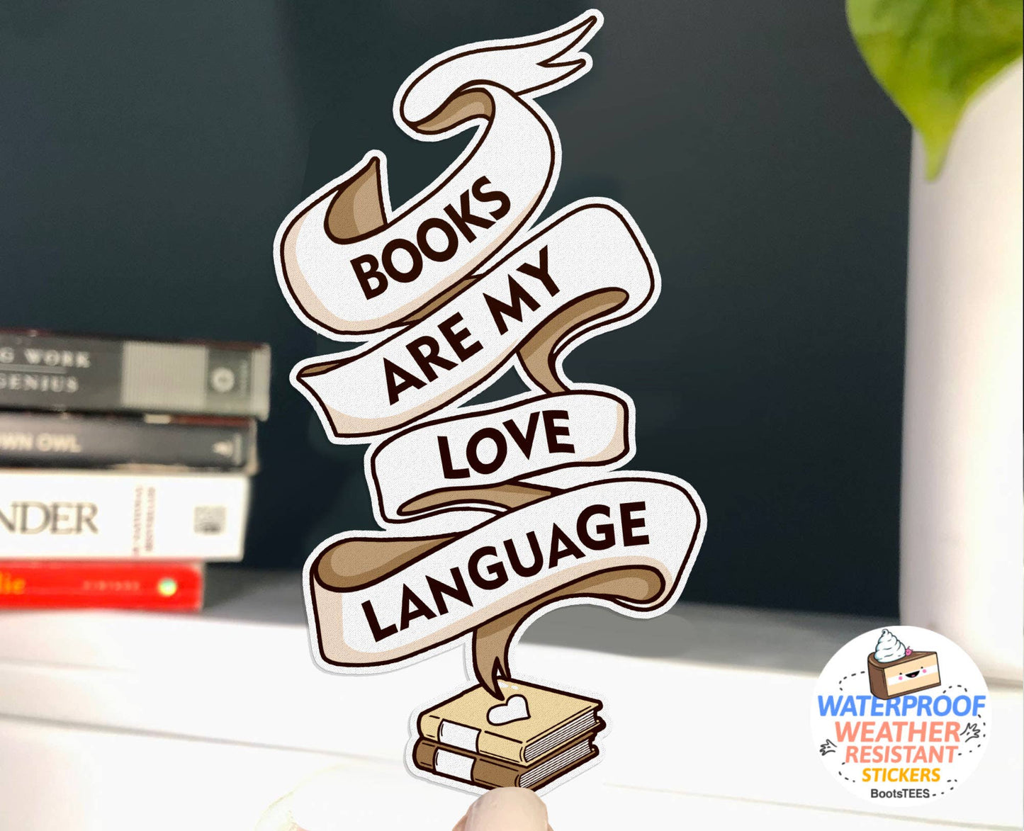 BootsTees - Books Are My Love Language Sticker, 3" Reading Decal