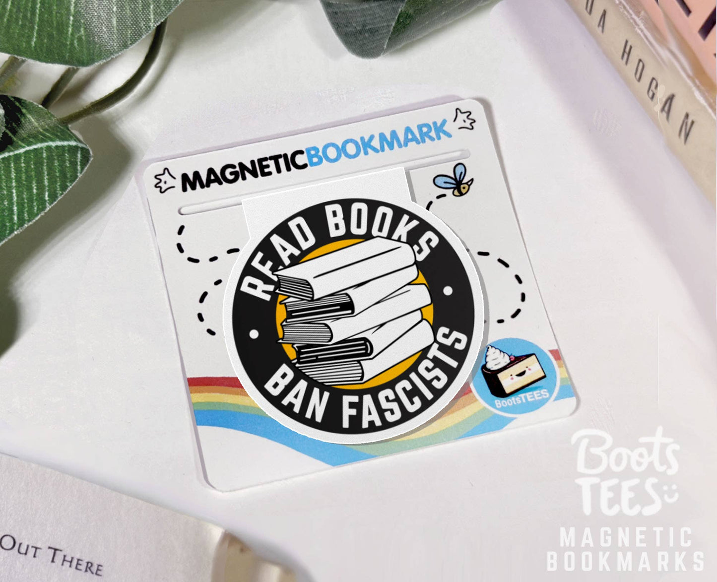 BootsTees - Read Books Ban Fascists Magnetic Bookmark, Reading Accessory
