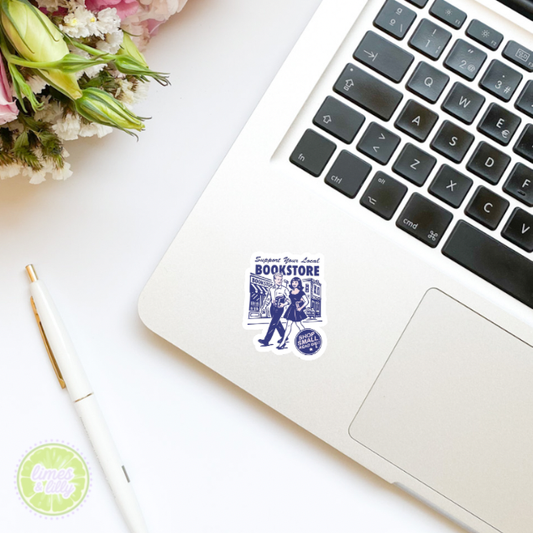 Limes & Lilly - Support Your Local Bookstore Retro Vinyl Sticker
