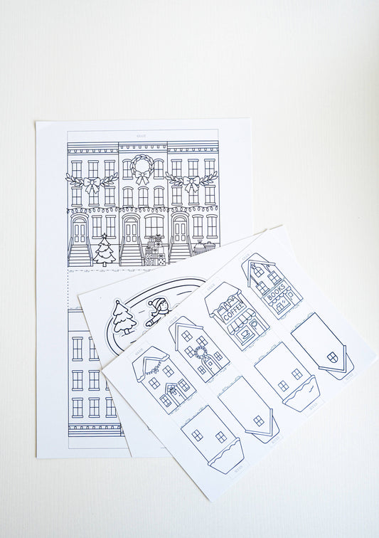 A Brighter Year - Color-Your-Own Winter Village - DIY Craft, Christmas Decor