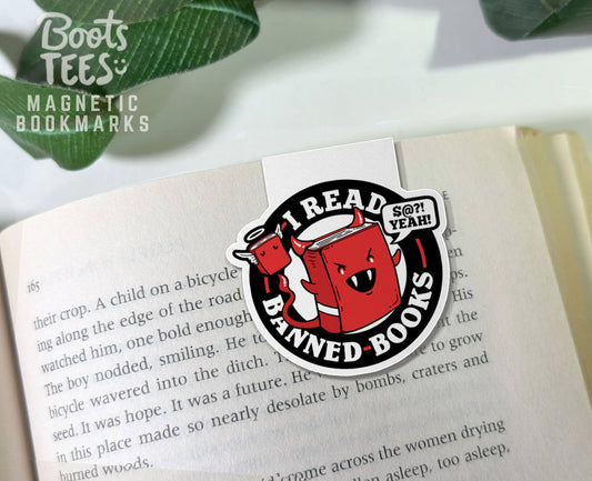 BootsTees - I Read Banned Books Magnetic Bookmark, Funny Book Accessory