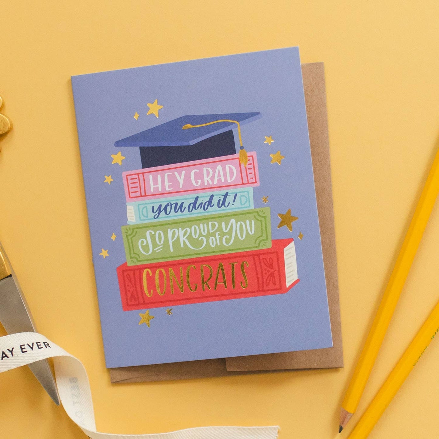 Pippi Post - Grad Book Stack Graduation Greeting Card