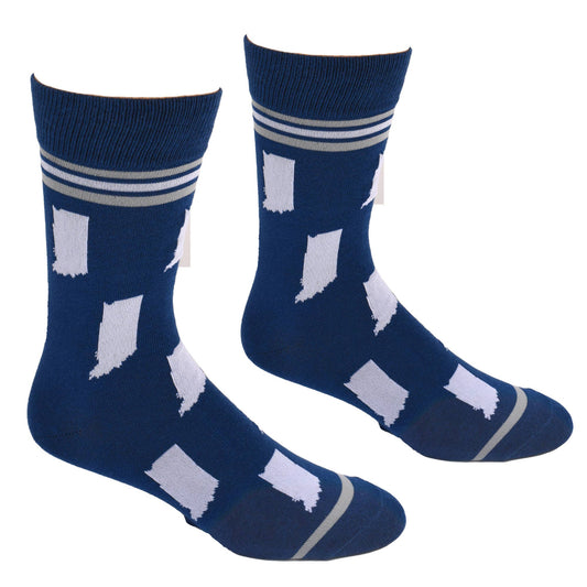 Buy Socks You All - Indiana State Shapes Blue and White Men's Socks