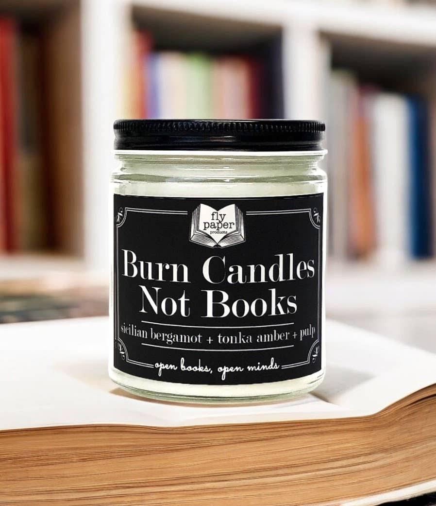 Burn Candles NOT Books 9oz Glass Candle Bergamot + Amber