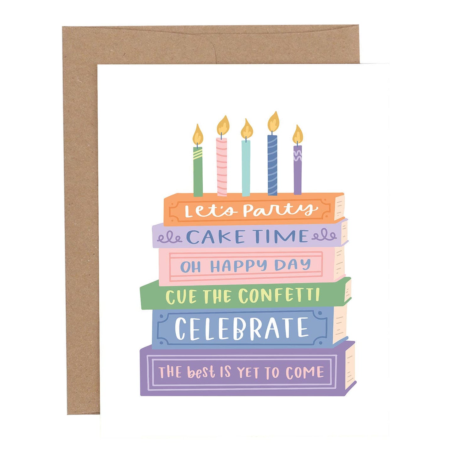 Pippi Post - Stacked Books Birthday Greeting Card