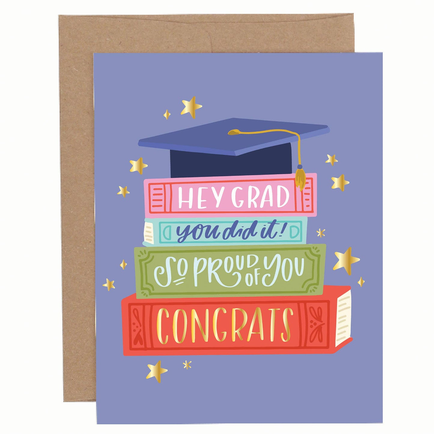 Pippi Post - Grad Book Stack Graduation Greeting Card