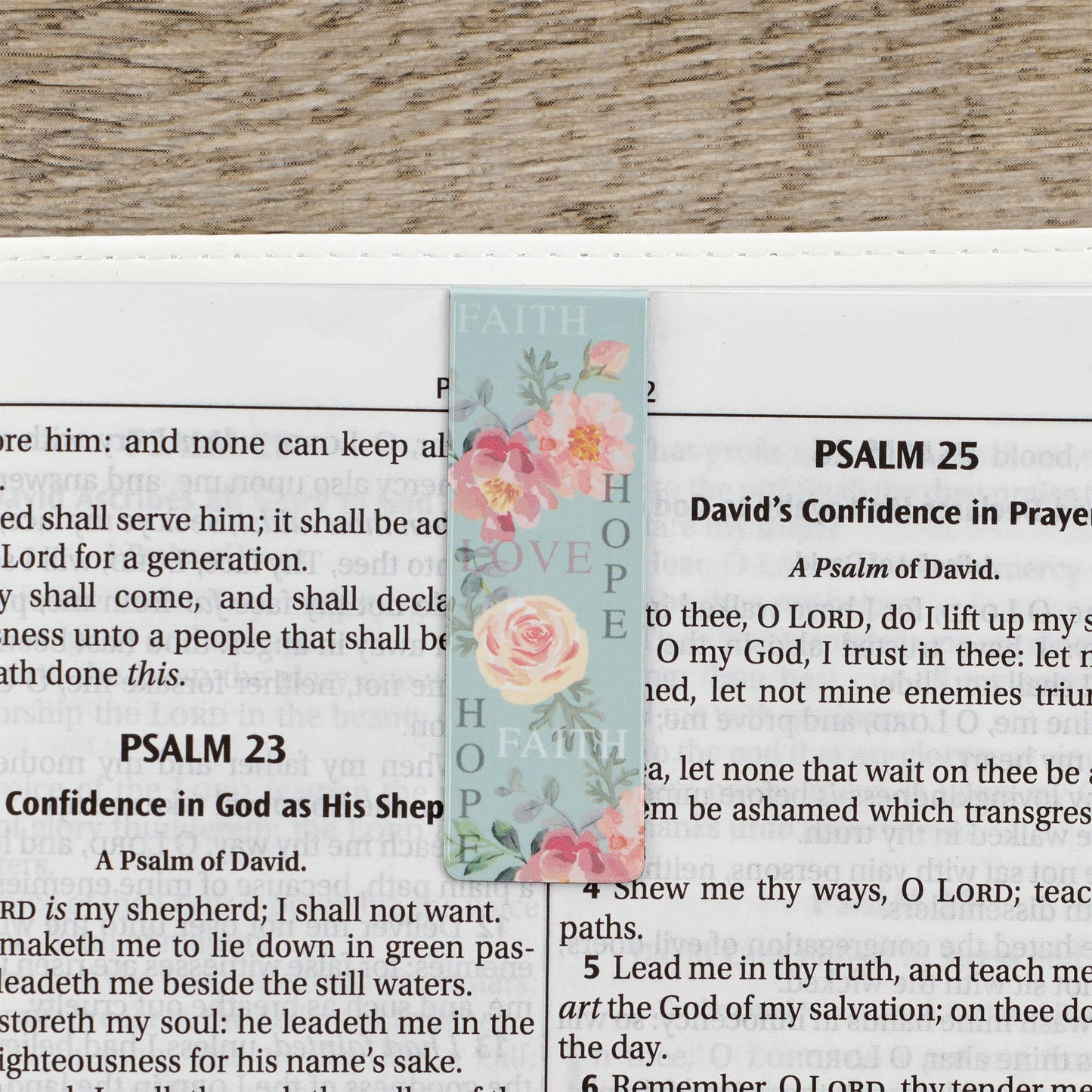 Christian Art Gifts - Magnetic Bookmark Set Vintage Floral Faith, Hope, Love