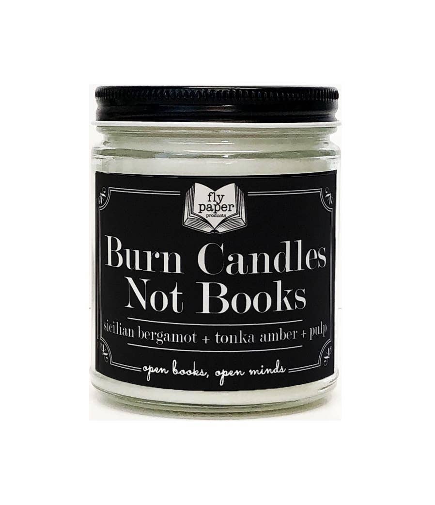 Burn Candles NOT Books 9oz Glass Candle Bergamot + Amber