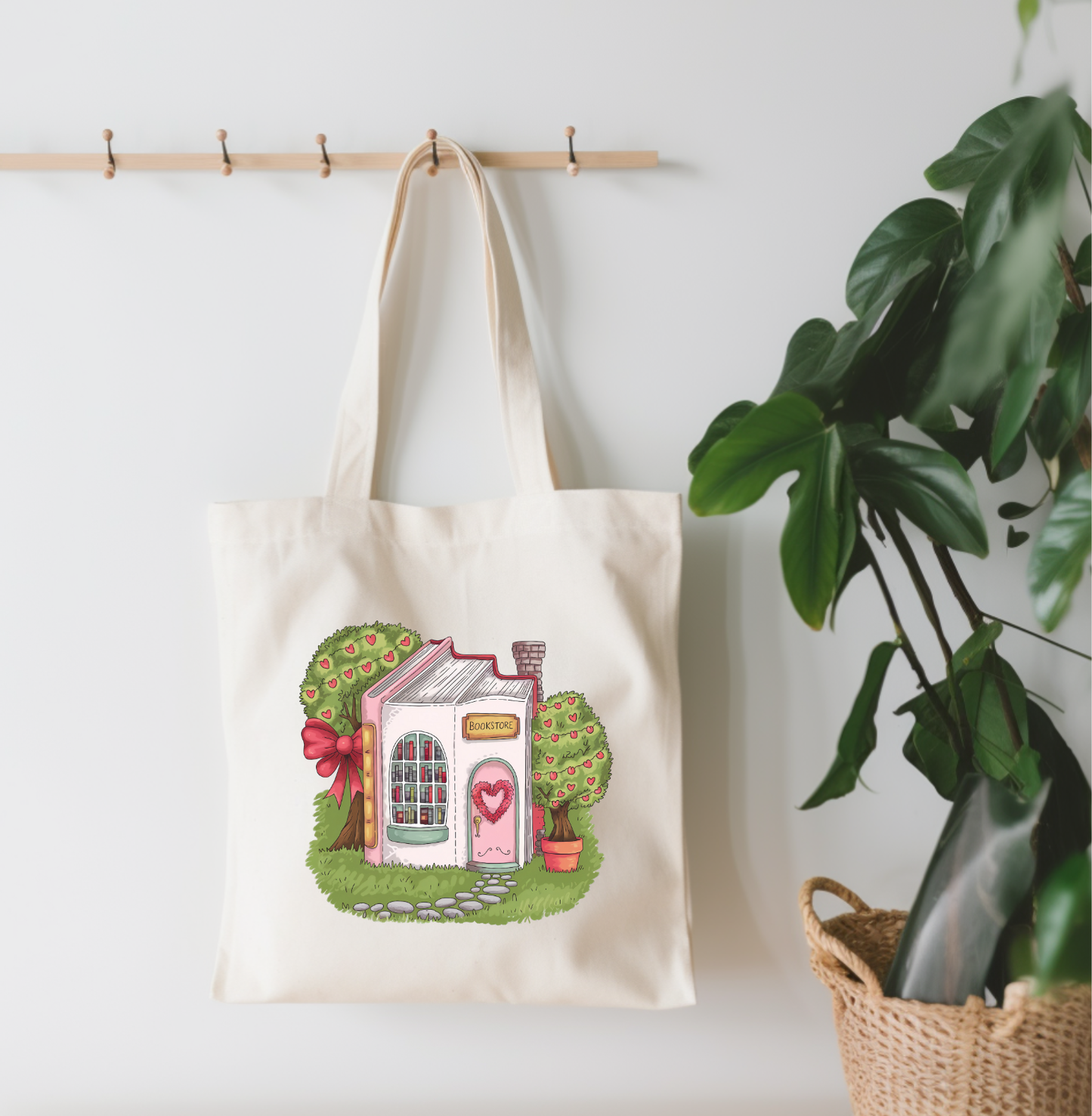 EnchantingSunshine - Cute Bookstore Canvas Tote Bag