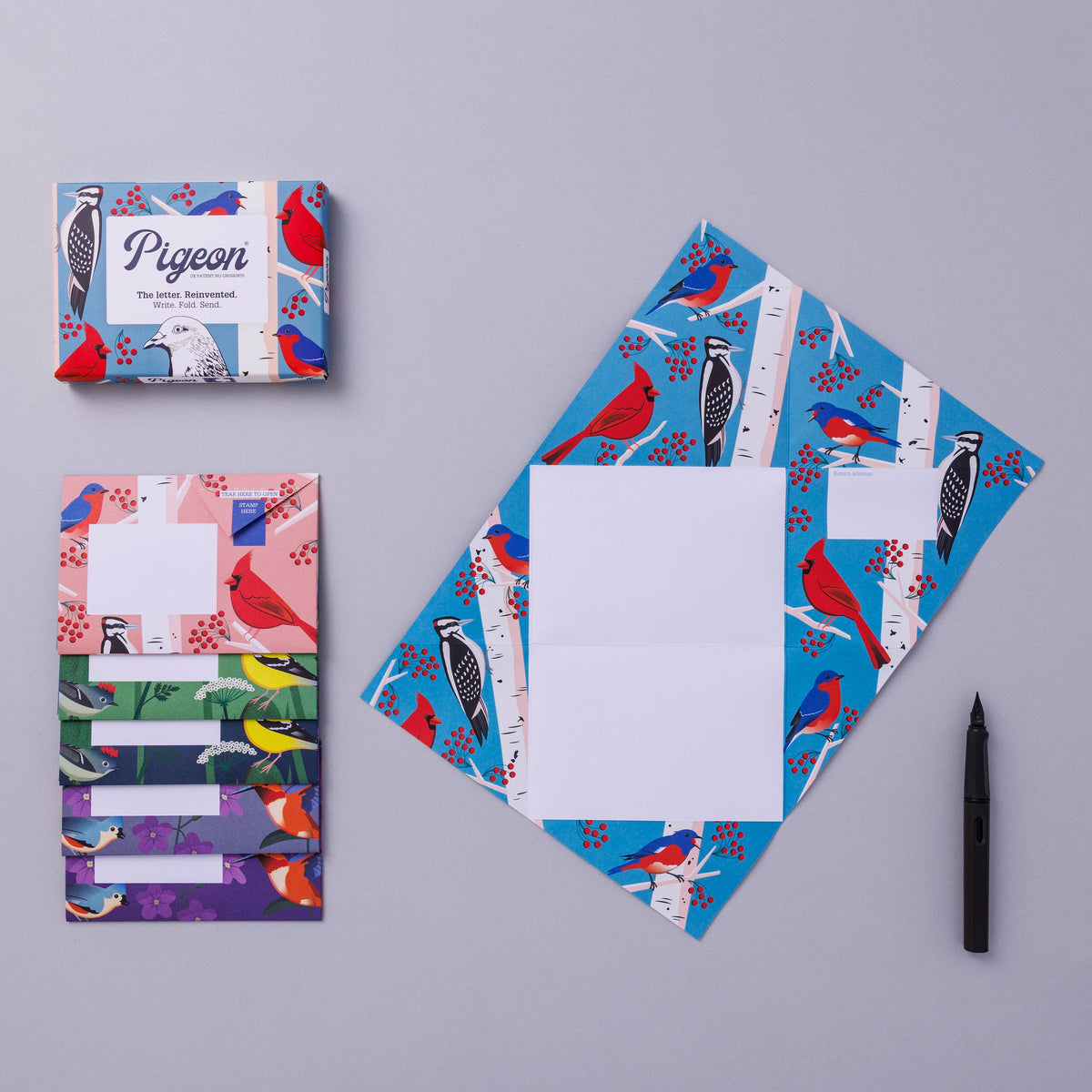 pigeonposted - Carnival of Colour Pigeon, Folding Letter Pack, Pack of 6
