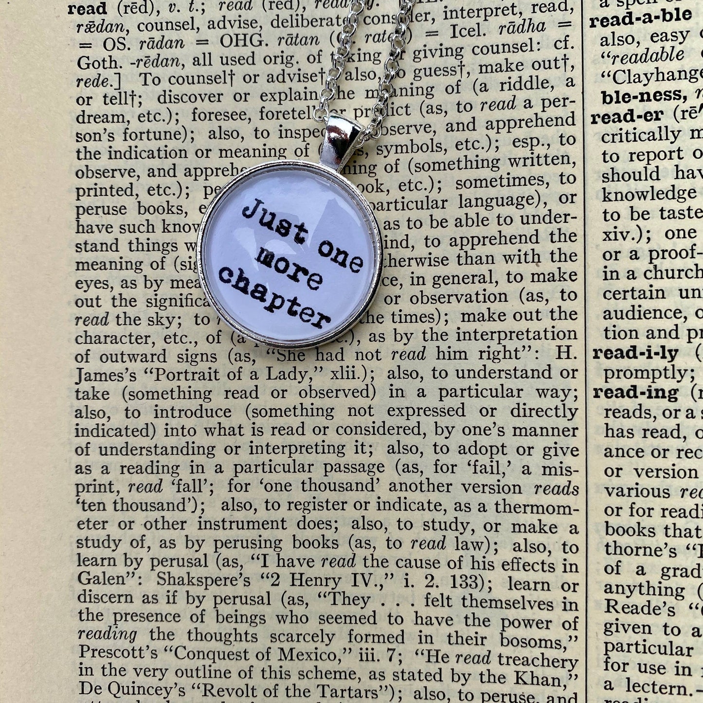 Bookish Endeavors - Typewriter Reading Necklaces-Silver Tone