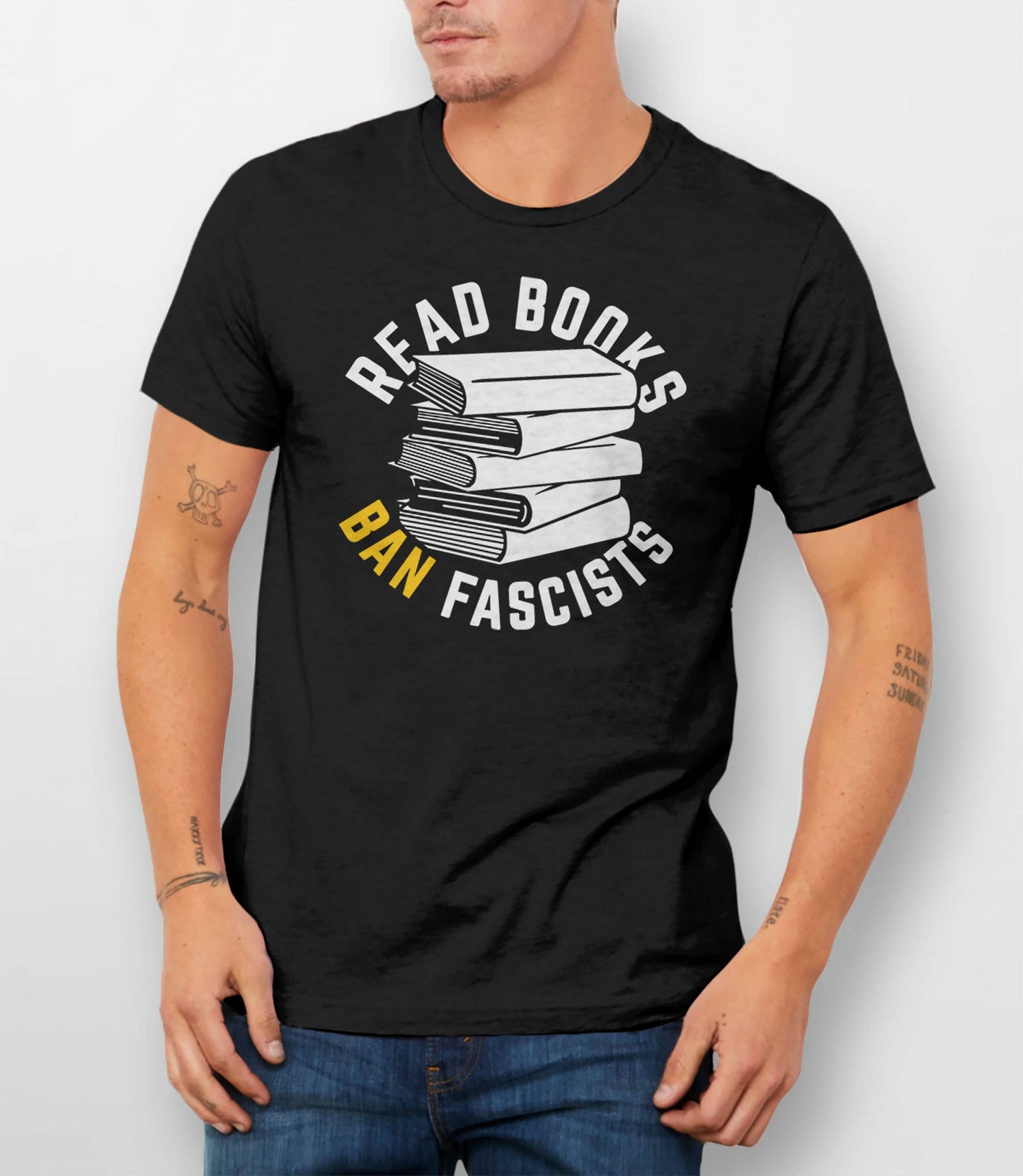 BootsTees - Read Books Ban Fascists T-Shirt, Funny Banned Book Shirt