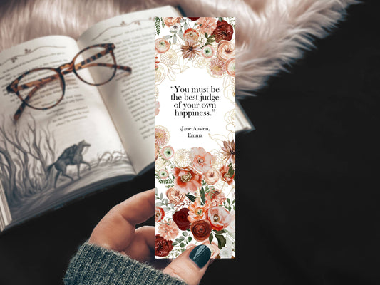 Mirkwood Scribes - Jane Austen Emma Quote Floral Bookmark