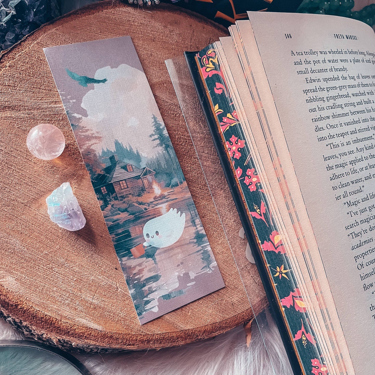 Mirkwood Scribes - Cute Camping Ghost Watercolor Bookmark