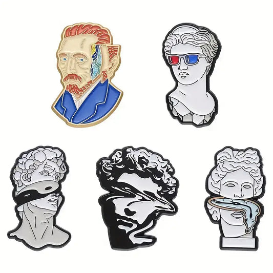 Magnifique Hearts - Artistic Enamel 5 Pins Set -Classic Busts & Artistic Tribute