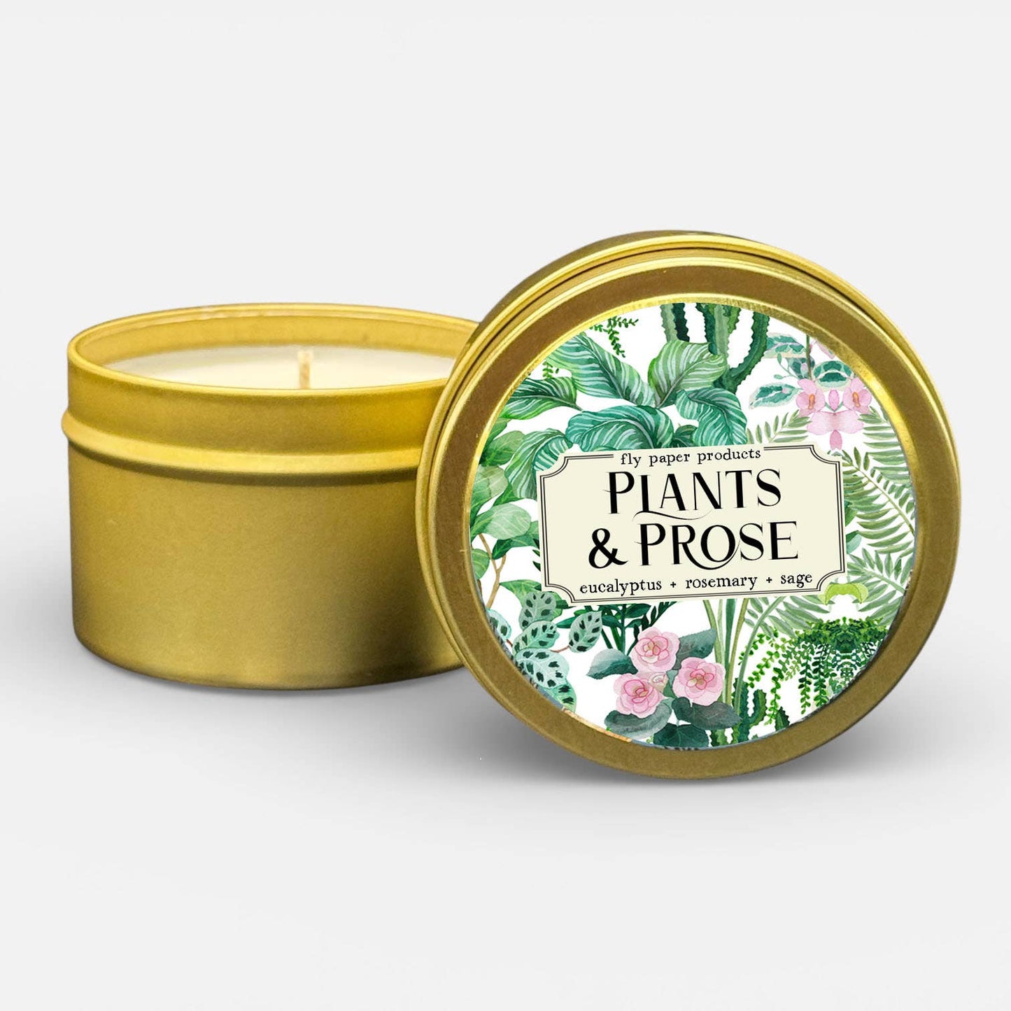 Fly Paper Products - Plants & Prose 4oz Soy Candle Eucalyptus + Rosemary + Sage