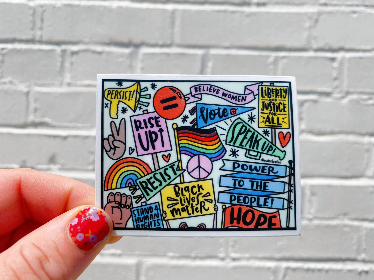 NatterDoodle - Your Voice Has Power Activism Protest Sticker