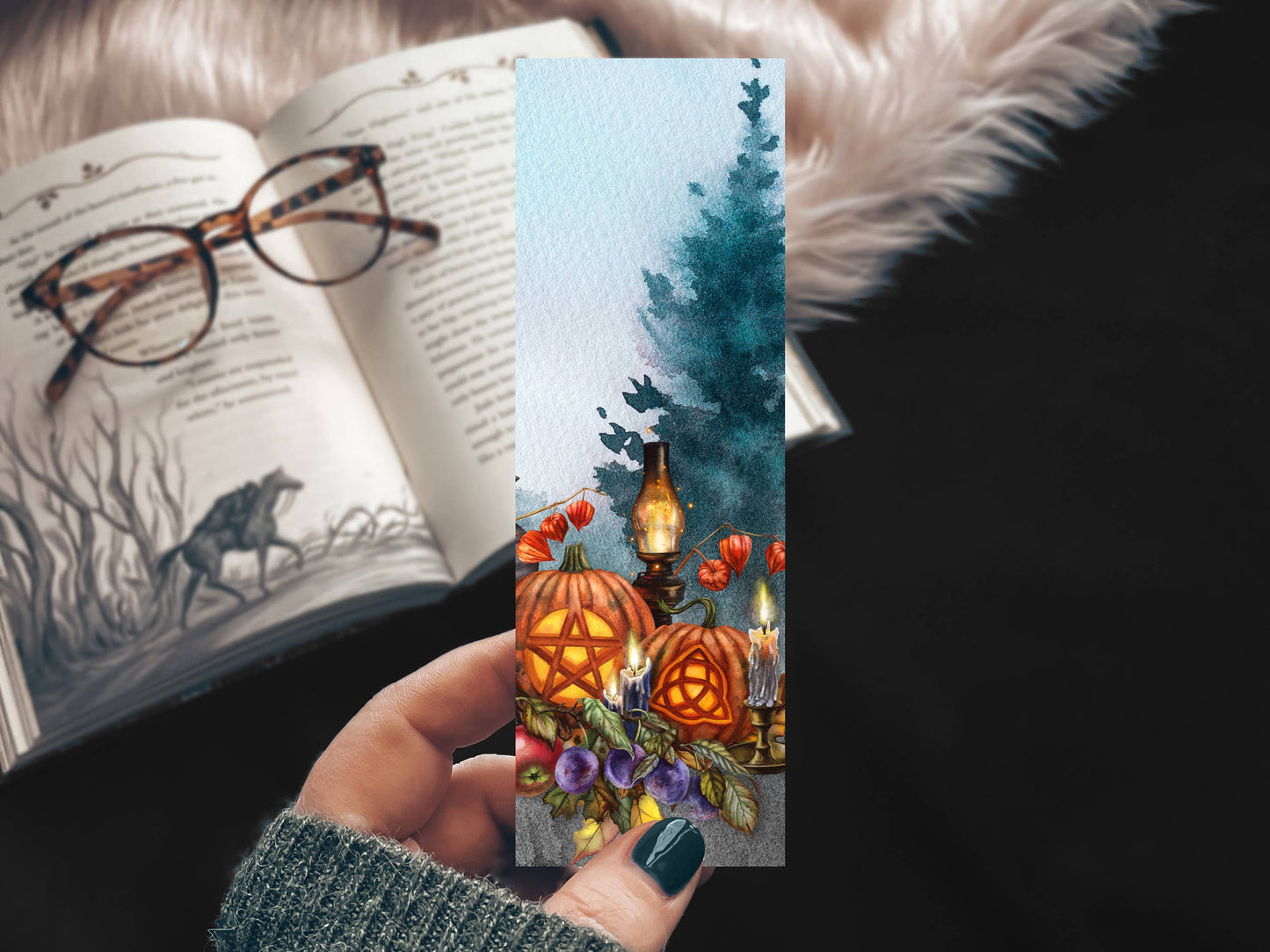 Mirkwood Scribes - Spooky Season Fall Jack-O-Lantern Bookmark