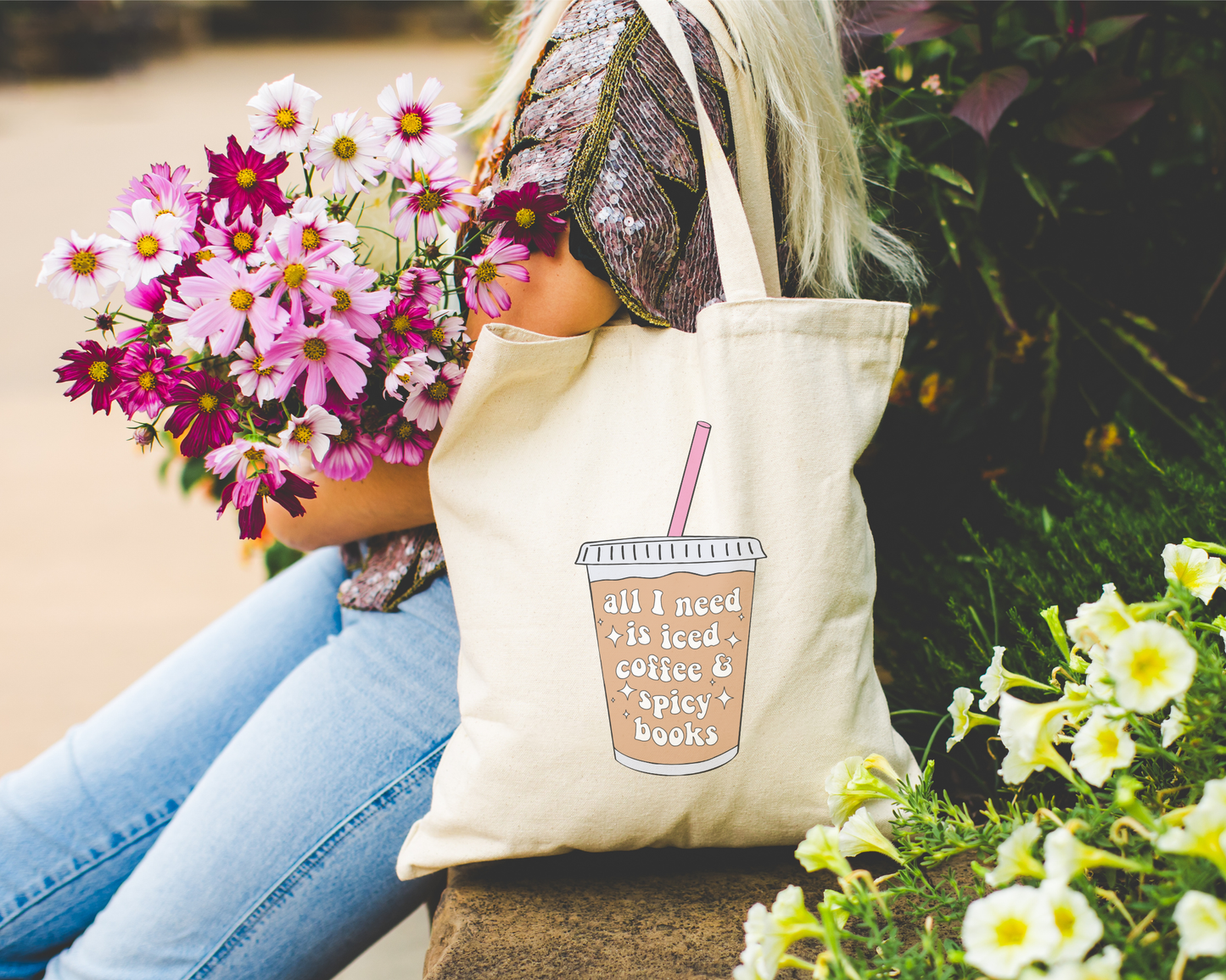 256 Craft Co - All I Need Is Iced Coffee And Spicy Books Polyester Tote Bag