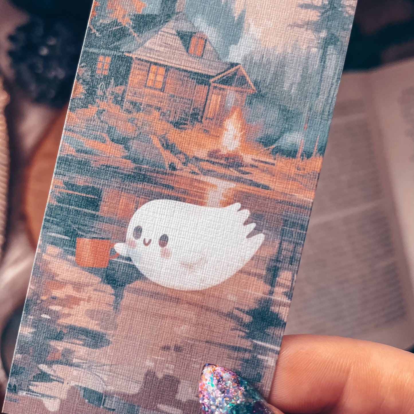 Mirkwood Scribes - Cute Camping Ghost Watercolor Bookmark