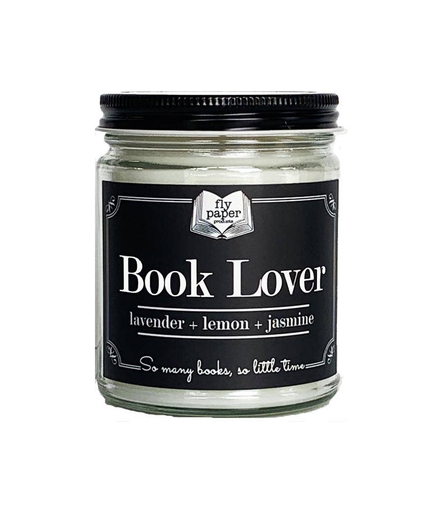 Fly Paper Products - Book Lover 9oz Glass Candle Lavender + Lemon + Jasmine