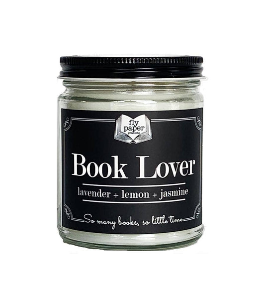 Fly Paper Products - Book Lover 9oz Glass Candle Lavender + Lemon + Jasmine