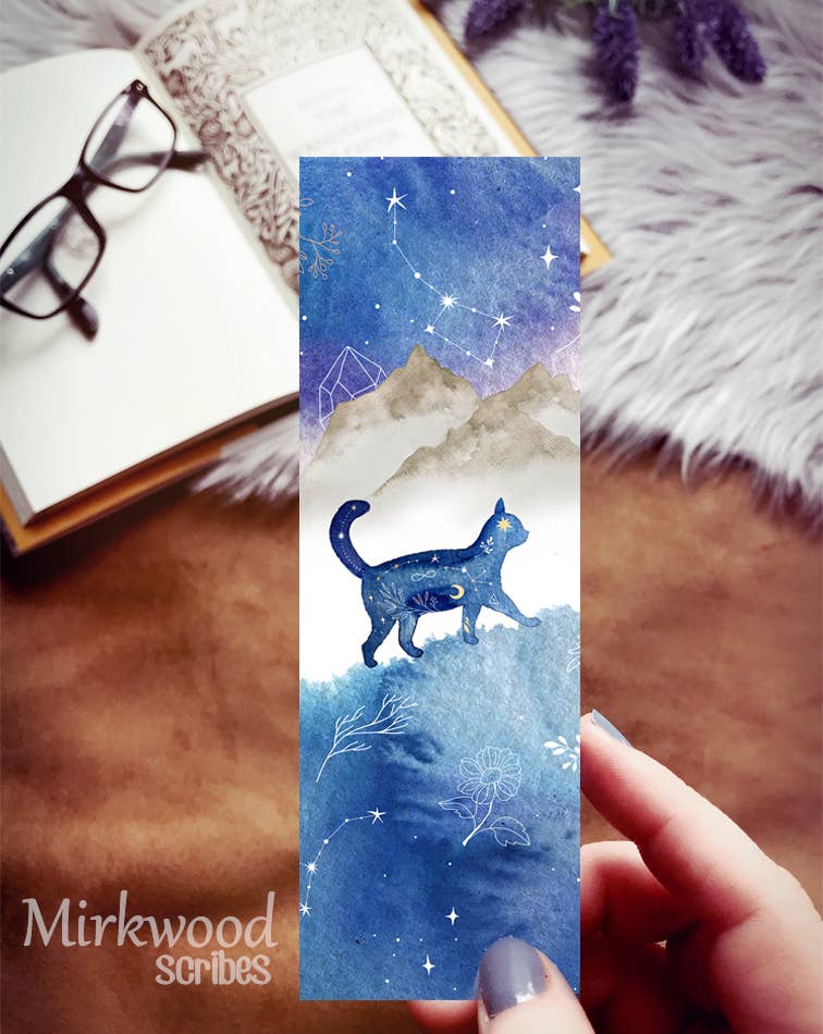 Mirkwood Scribes - Constellation Cat Watercolor Bookmark