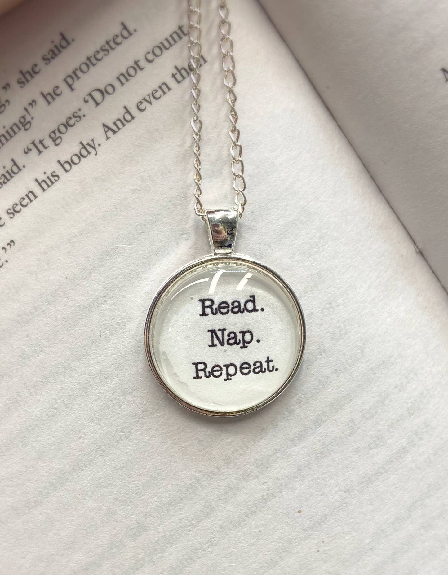 Bookish Endeavors - Typewriter Reading Necklaces-Silver Tone