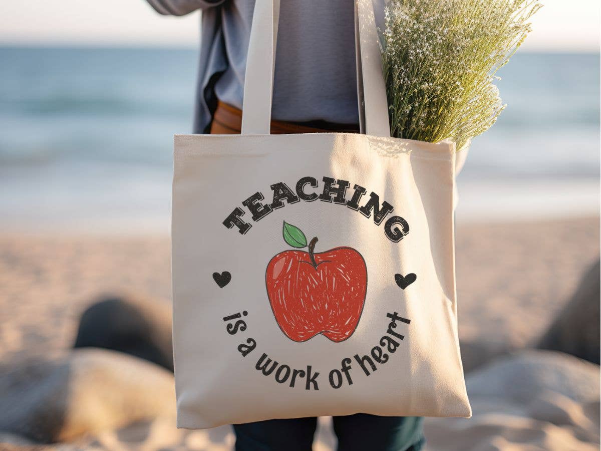 Sister Ray - Teaching is a Work of Heart Back to School Canvas Tote Bag