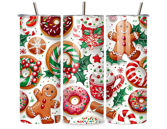 Sister Ray - Christmas Gingerbread Print  20 oz. Stainless Steel Tumbler