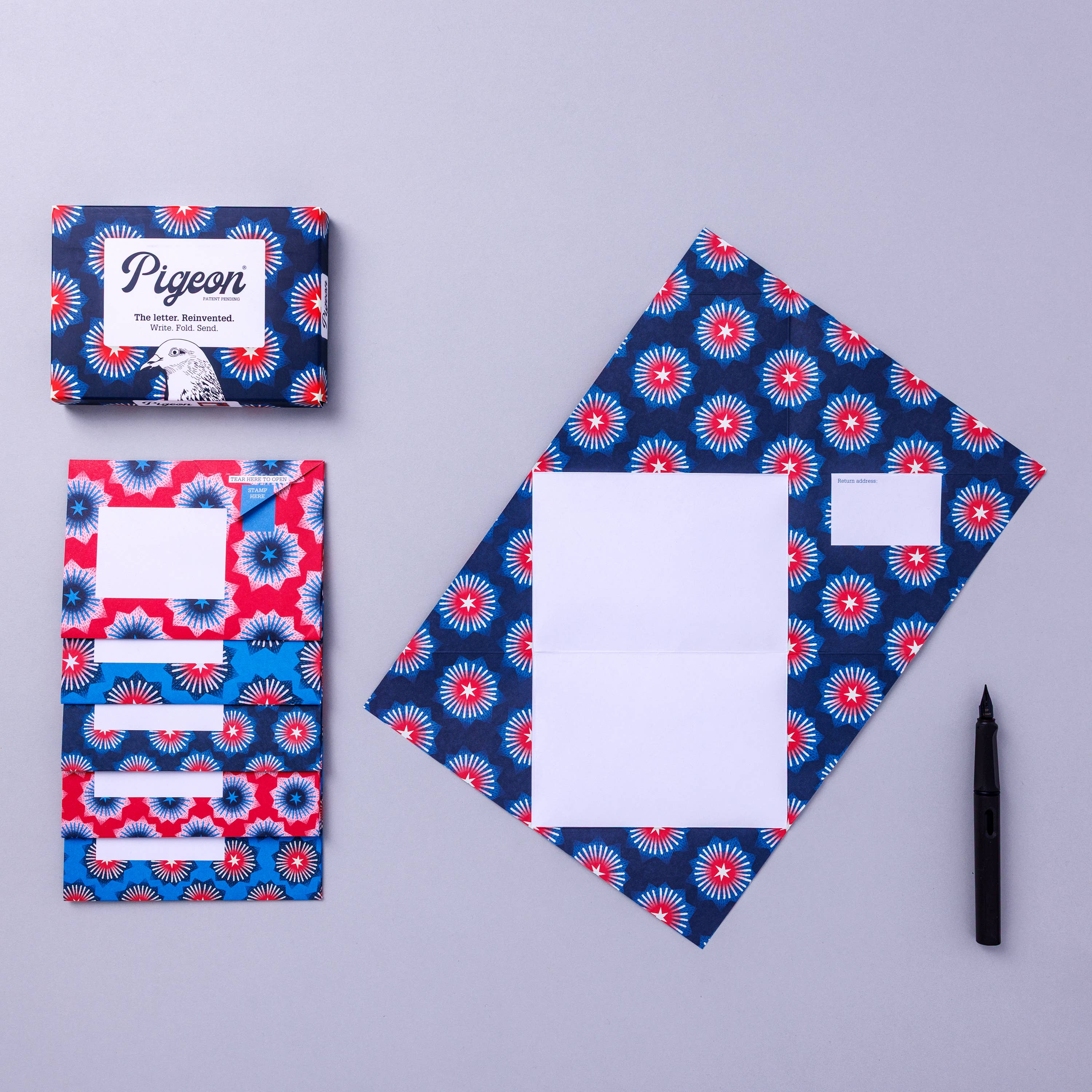 pigeonposted - Starburst Pigeon, Folding Letter Set – Pack of 6 Letters