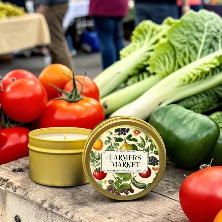 Fly Paper Products - Farmer's Market 4oz Soy Candle Cucumber + Tomato + Basil