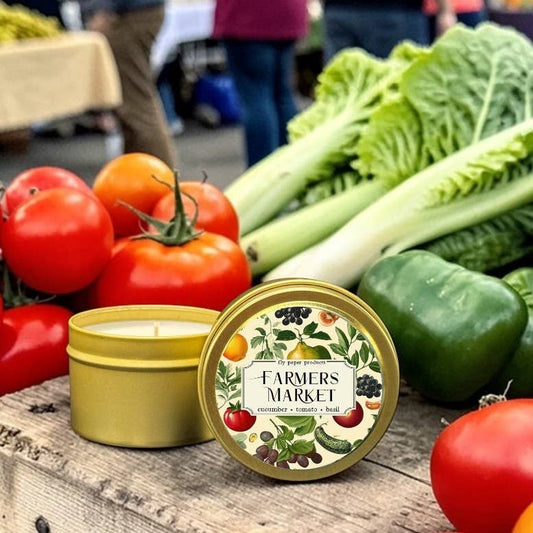 Fly Paper Products - Farmer's Market 4oz Soy Candle Cucumber + Tomato + Basil