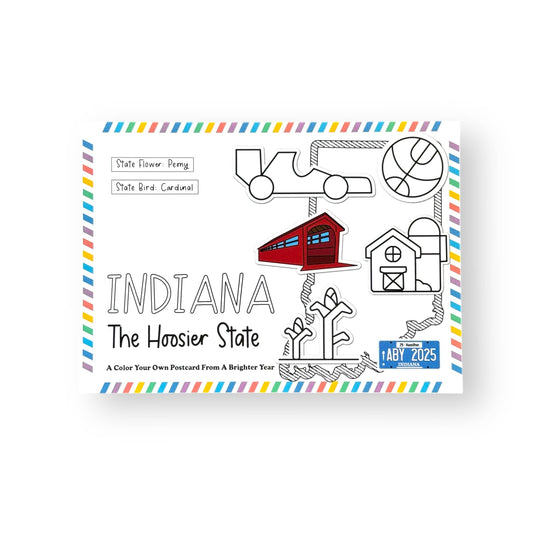A Brighter Year - Color Your Own Indiana State Postcard