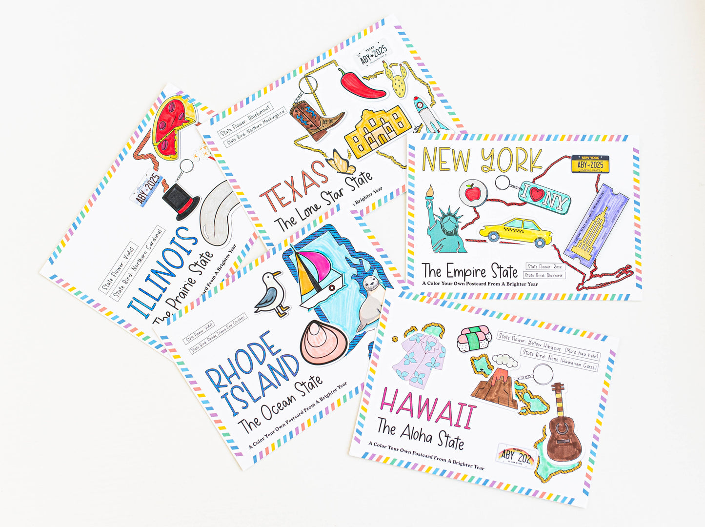 A Brighter Year - Color Your Own Indiana State Postcard