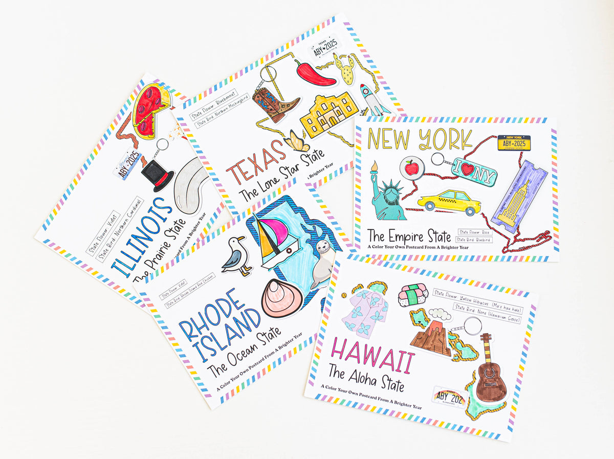 A Brighter Year - Color Your Own Indiana State Postcard