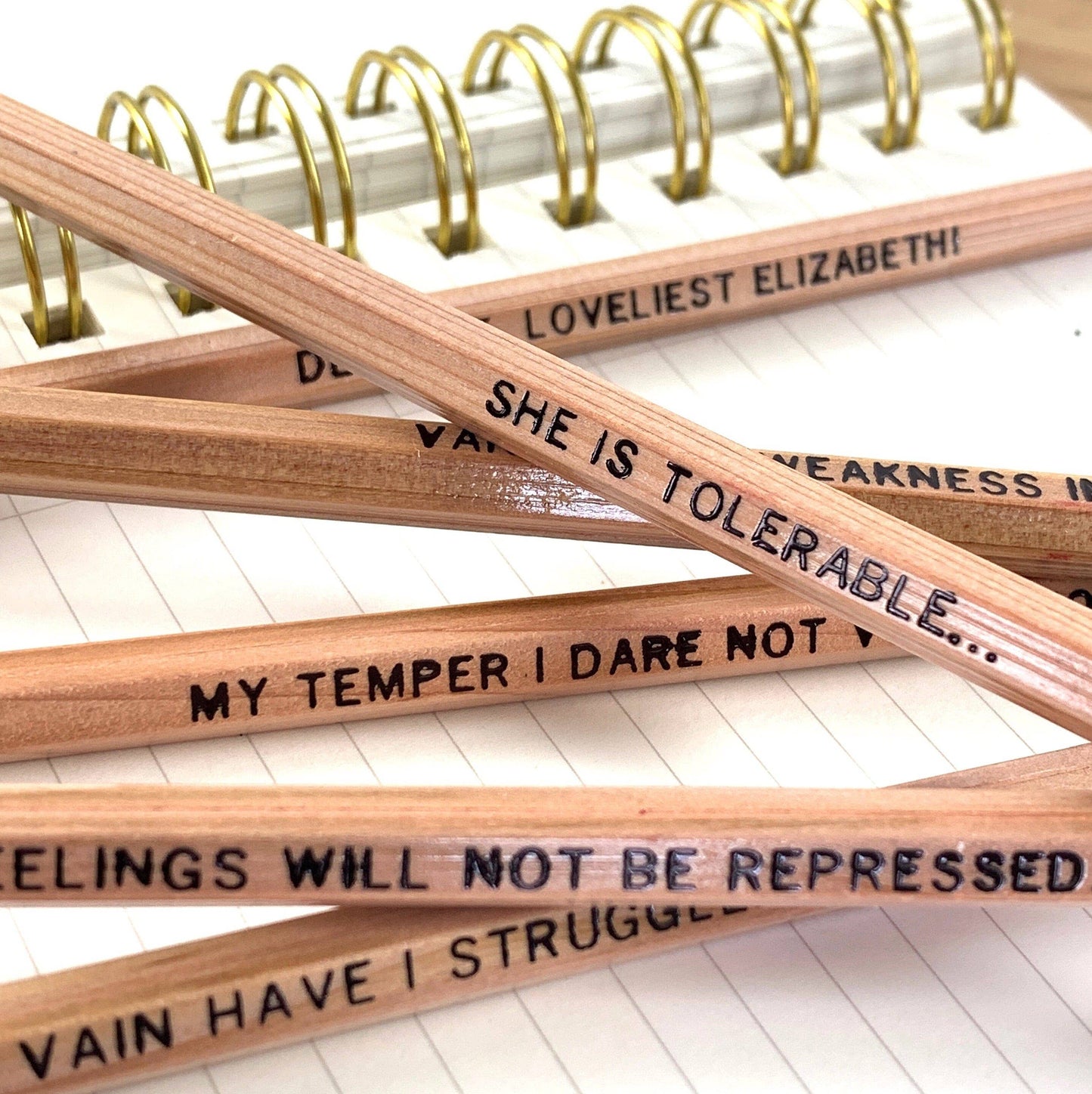 Lit & Whimsy - Mr. Darcy Book Quote Pencils, Pride and Prejudice Gift