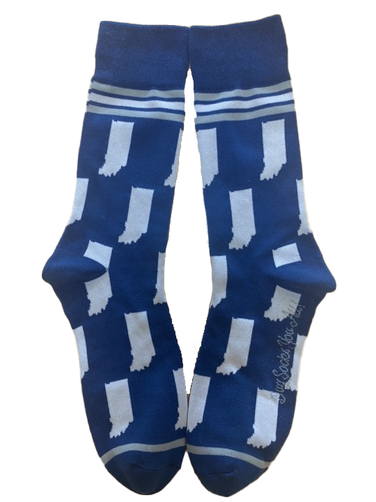 Buy Socks You All - Indiana State Shapes Blue and White Men's Socks