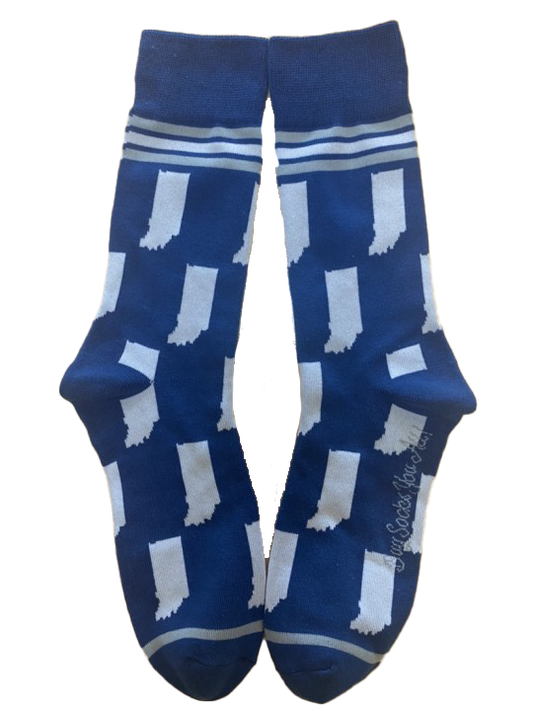 Buy Socks You All - Indiana State Shapes Blue and White Men's Socks