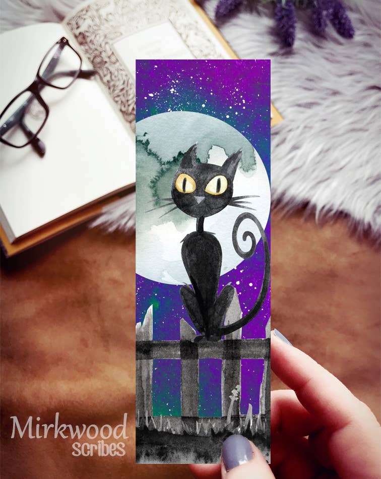 Mirkwood Scribes - Halloween Black Cat Bookmark