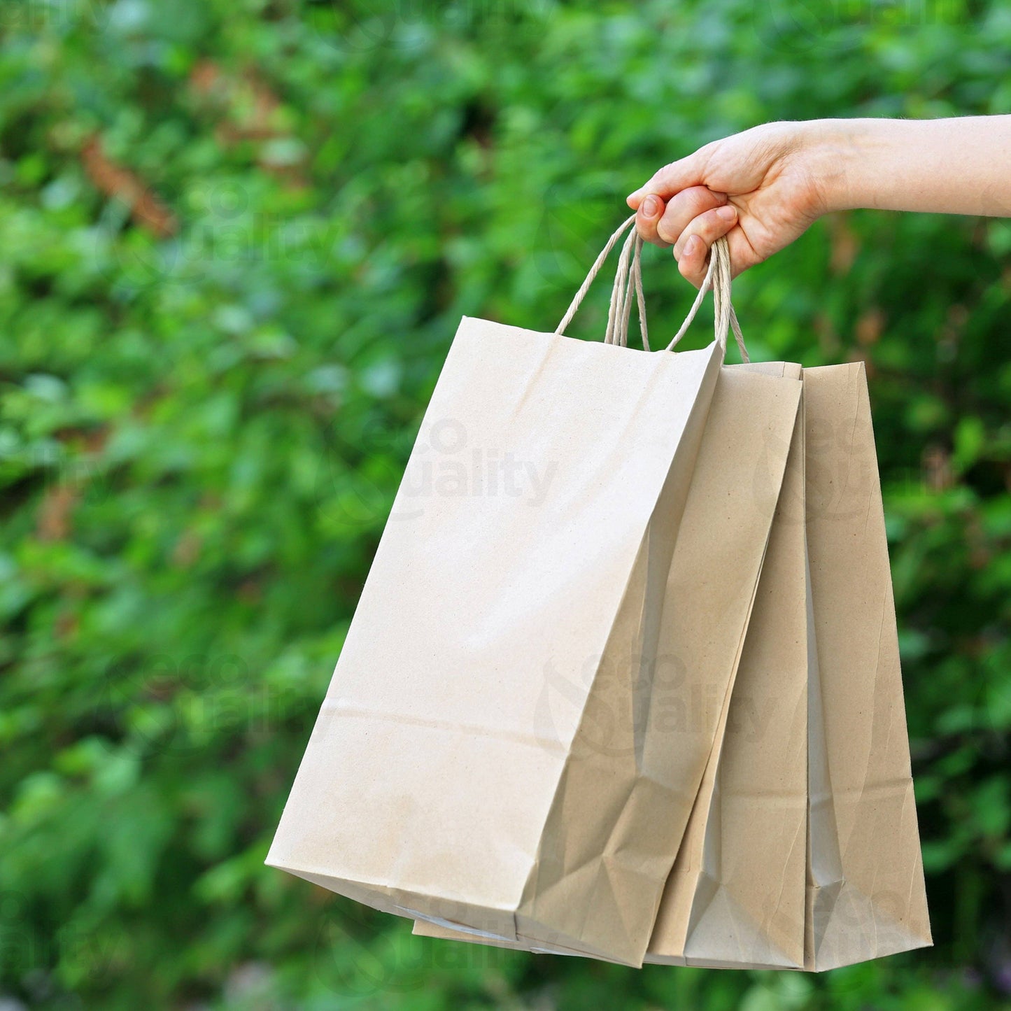 EcoQuality - 10x5x13 Medium Kraft Paper Gift Bags w/Twine Handles Brown