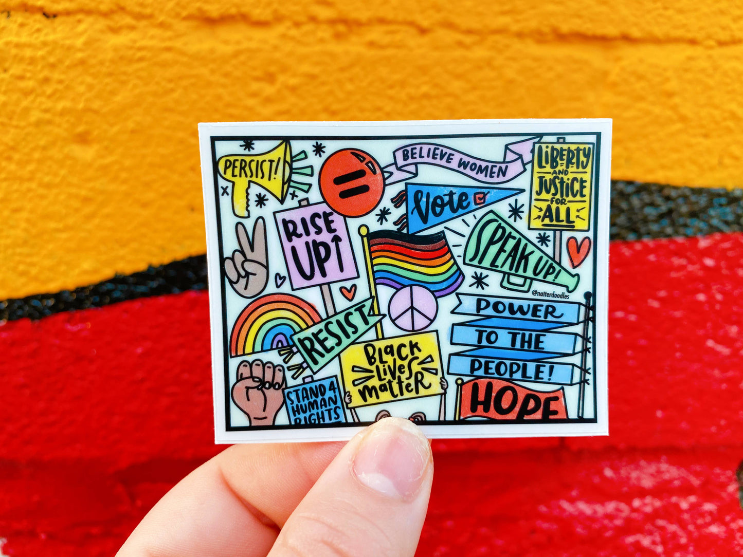 NatterDoodle - Your Voice Has Power Activism Protest Sticker