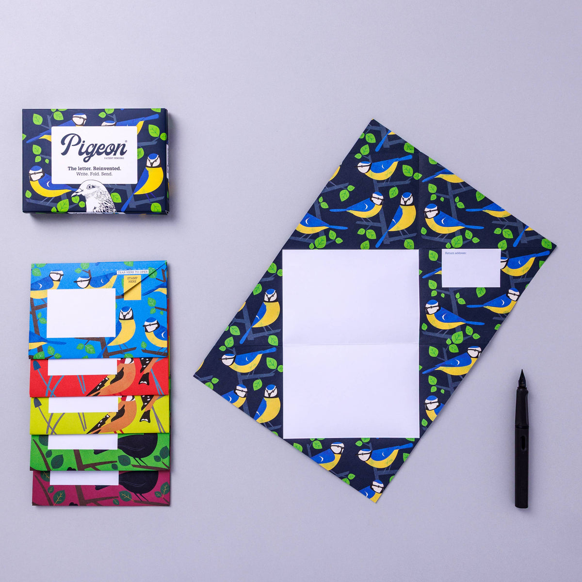 pigeonposted - Dawn Chorus Pigeon, Folding Letter Set – Pack of 6 Letters