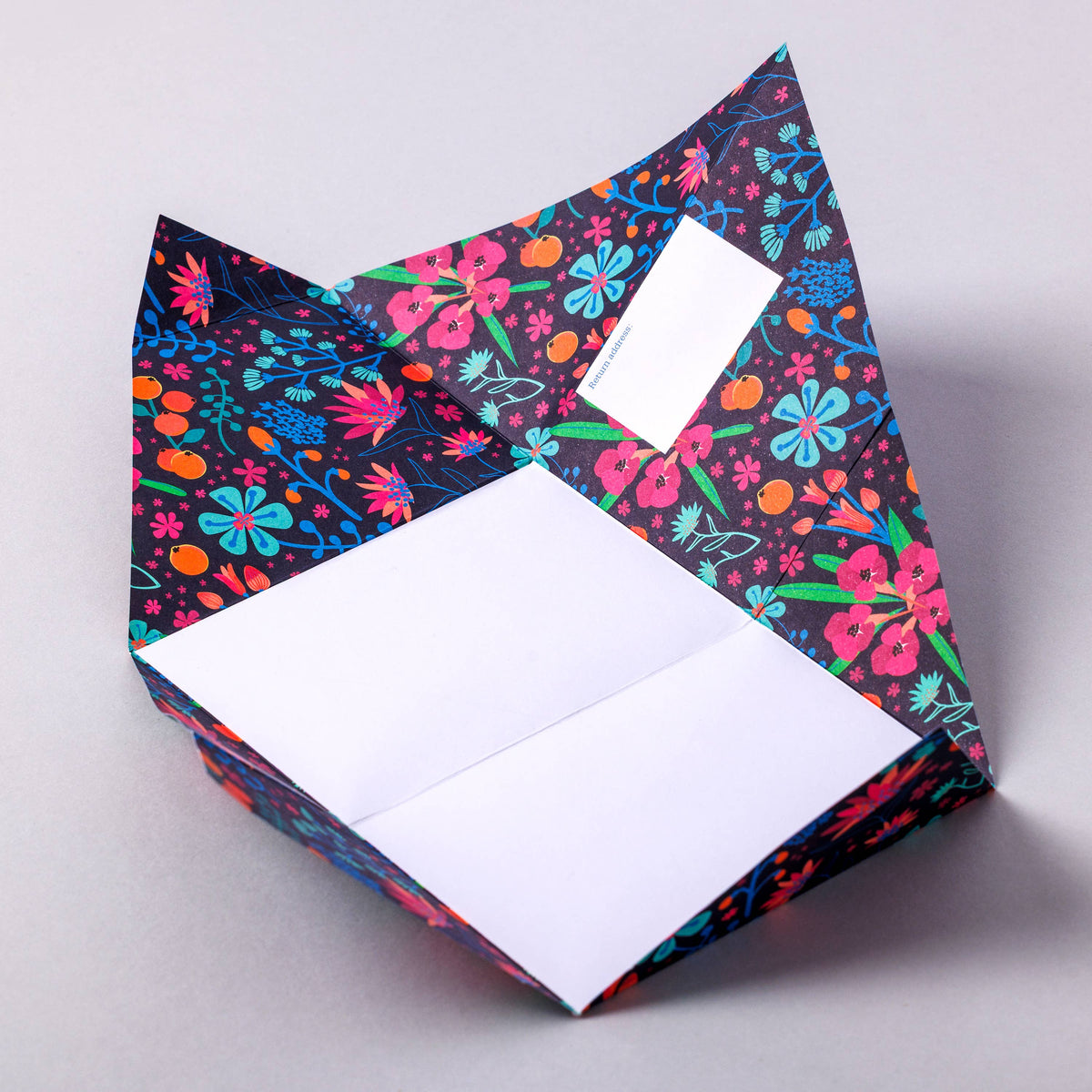 pigeonposted - Midnight Garden Pigeon, Floral Folding Letter Set, Pack of 6