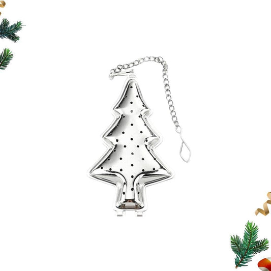 Magnifique Hearts - Christmas Tree Stainless Steel Tea Infuser, Silver, Holidays