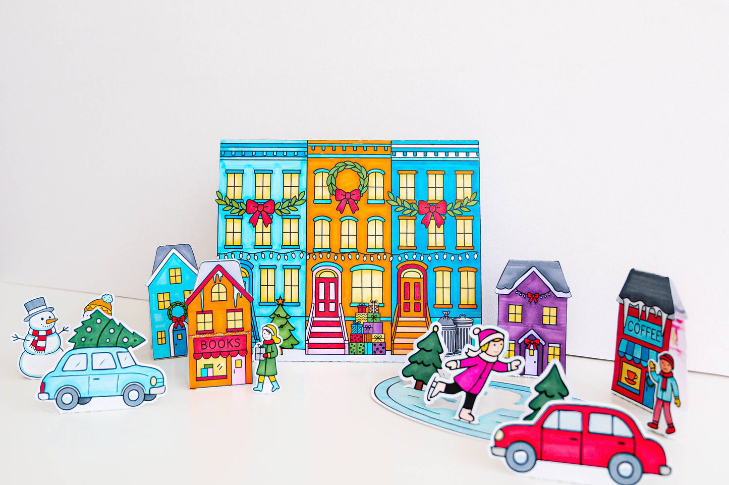 A Brighter Year - Color-Your-Own Winter Village - DIY Craft, Christmas Decor