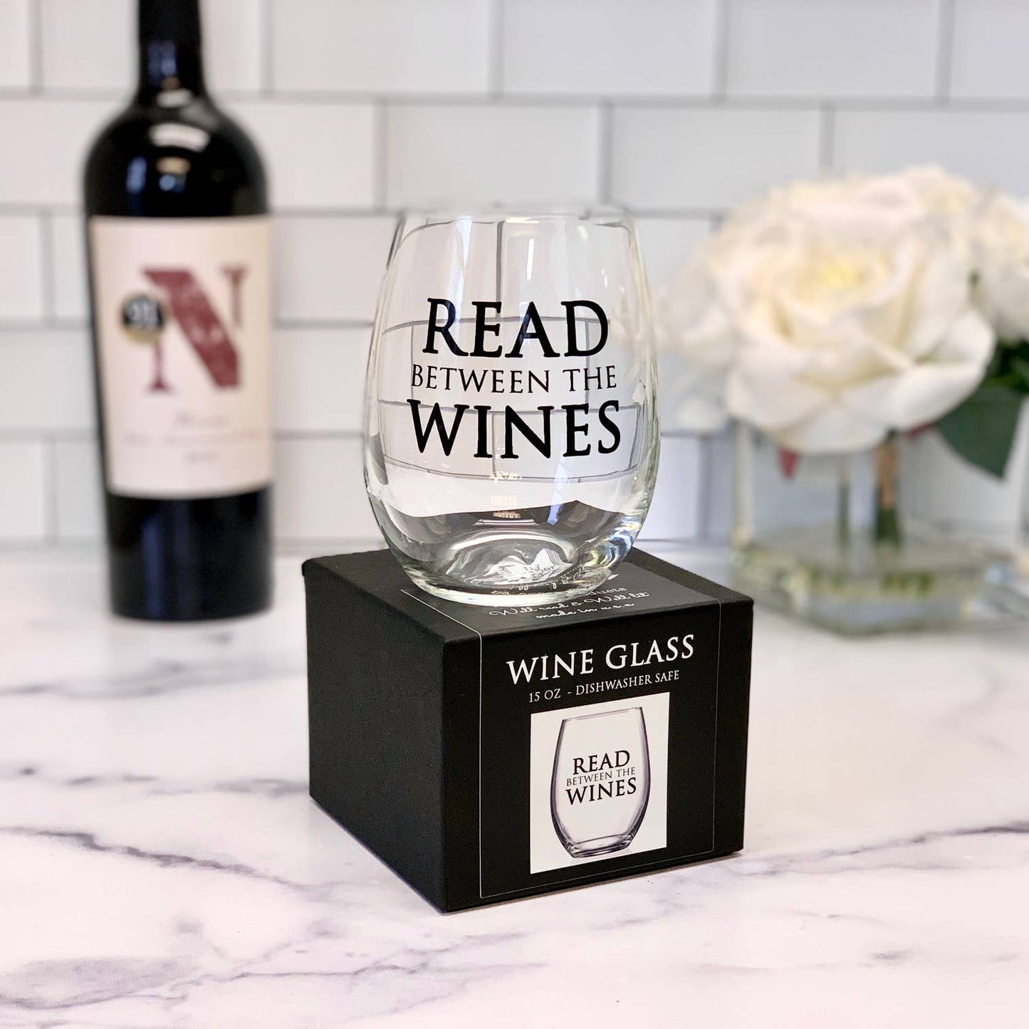 Read between the Wines 15oz Stemless Wine Glass