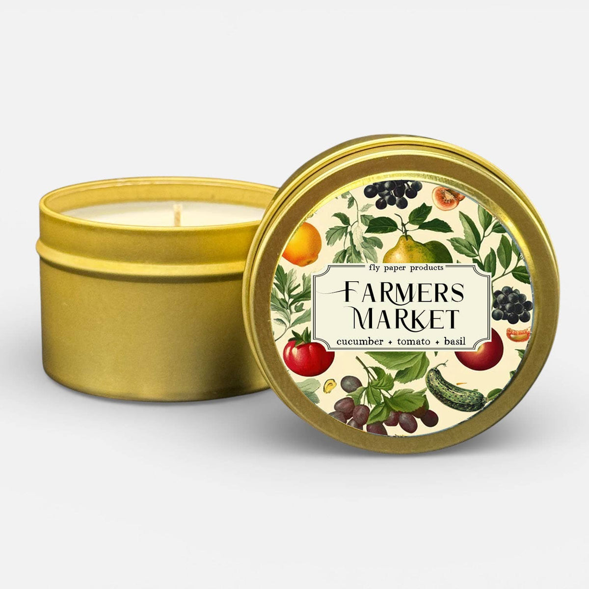 Fly Paper Products - Farmer's Market 4oz Soy Candle Cucumber + Tomato + Basil